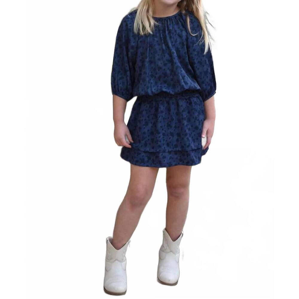 NEW PLEAT rory dress in navy spots